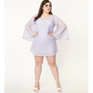 Unique Vintage and Smak Parlour Plus Size Lavender Floral Mini Dress - 3X/20